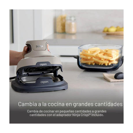 Ninja Crispi Freidora de Aire Portátil De Vidrio 4-en-1 | 4QT | Tecnología PowerPod | Cristalería TempWare | Hornea y Fríe | Stone