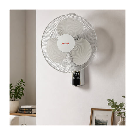 Sankey Abanico de Pared de 16" | Panel Digital | Control Remoto | 3 Velocidades | Blanco
