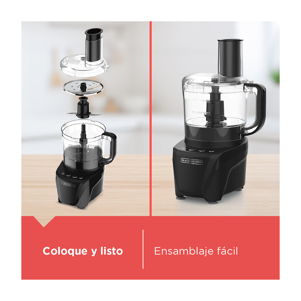 Black & Decker Procesador de Alimentos de 8 Tazas | 2 Velocidades | Hoja en S | 850W | Negro