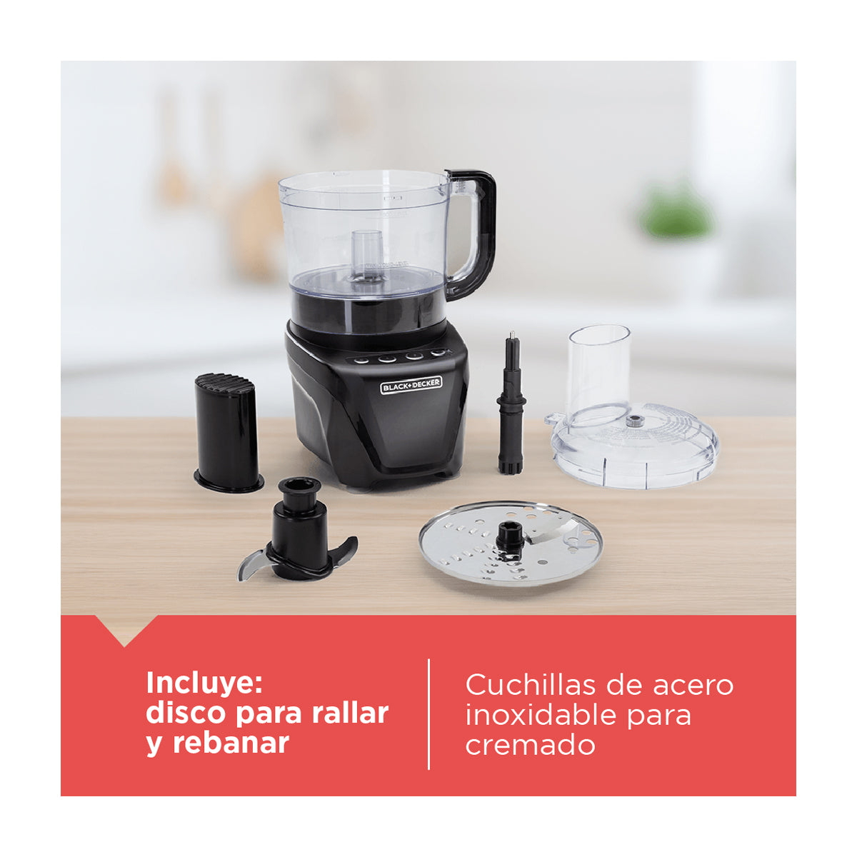 Black & Decker Procesador de Alimentos de 8 Tazas | 2 Velocidades | Hoja en S | 850W | Negro