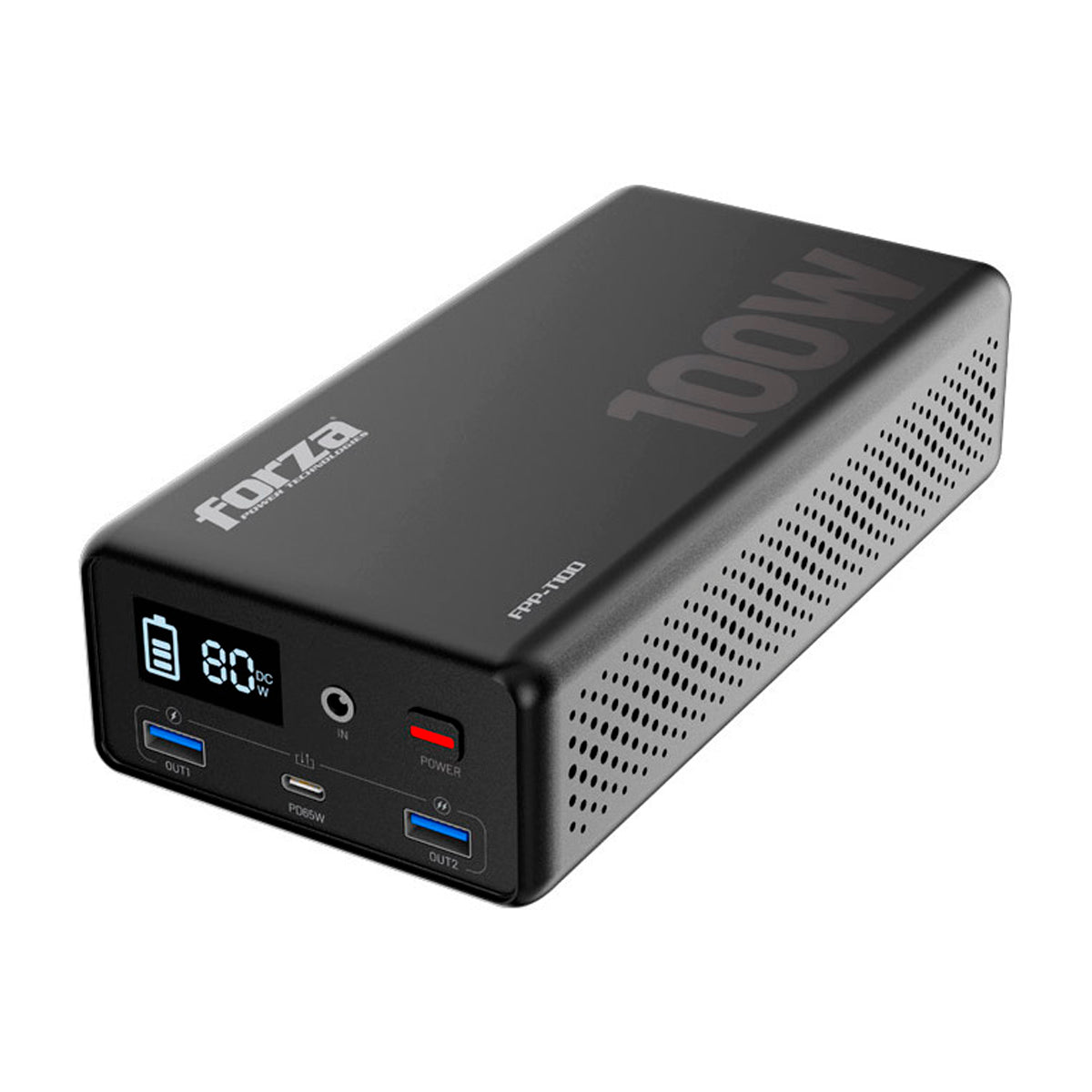 Forza Titan Central Eléctrica Portátil para Smartphones y Tablets | 100W | Pantalla LCD | Tecnología TurboPower | Negro