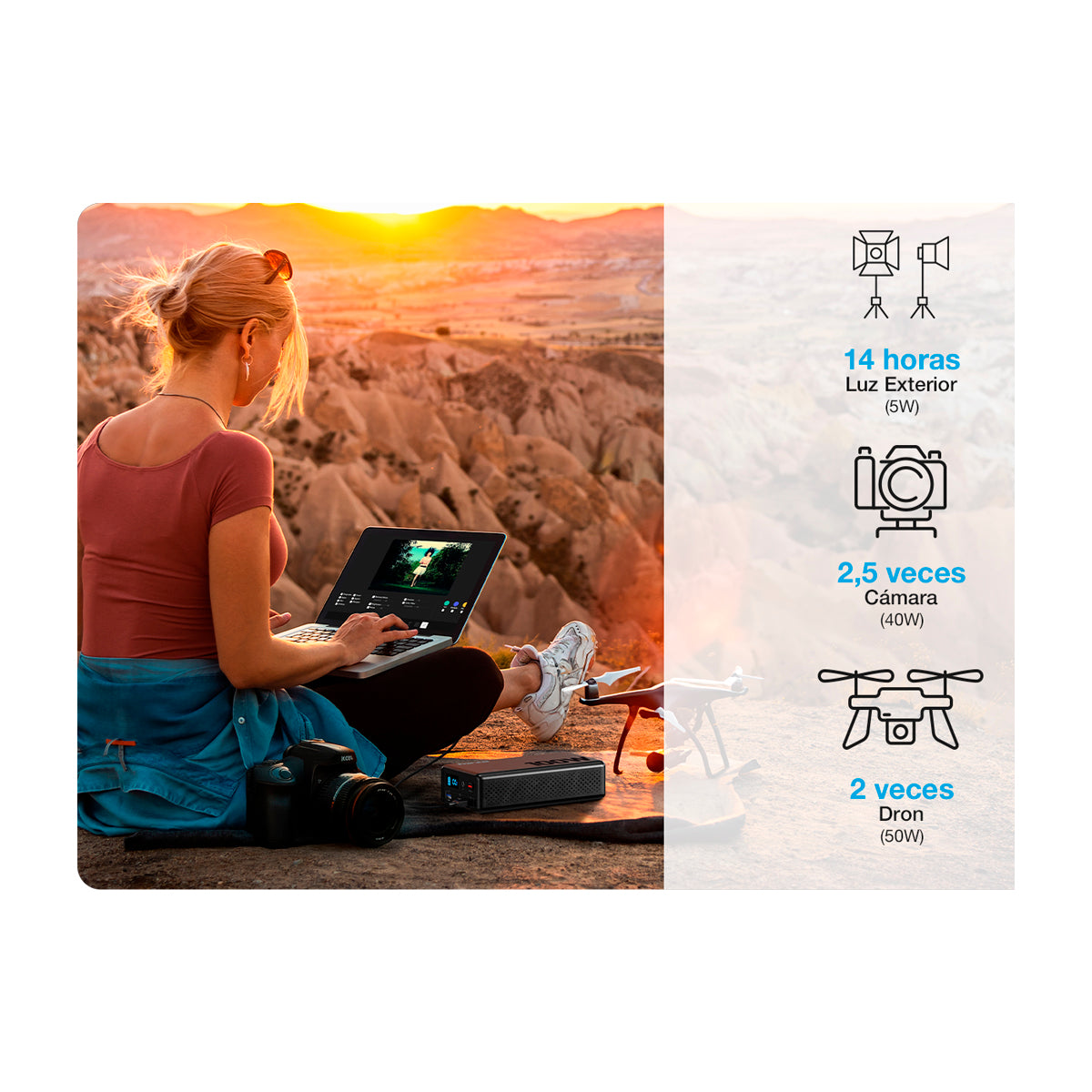 Forza Titan Central Eléctrica Portátil para Smartphones y Tablets | 100W | Pantalla LCD | Tecnología TurboPower | Negro