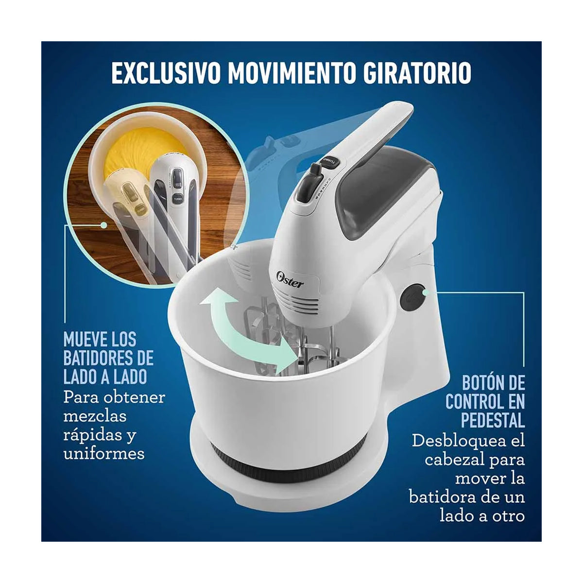 Oster FPSTHS3610 Batidora de Pedestal / Mano de 6 Velocidades | 3.7L | 250W | Blanco