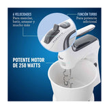 Oster FPSTHS3610 Batidora de Pedestal / Mano de 6 Velocidades | 3.7L | 250W | Blanco