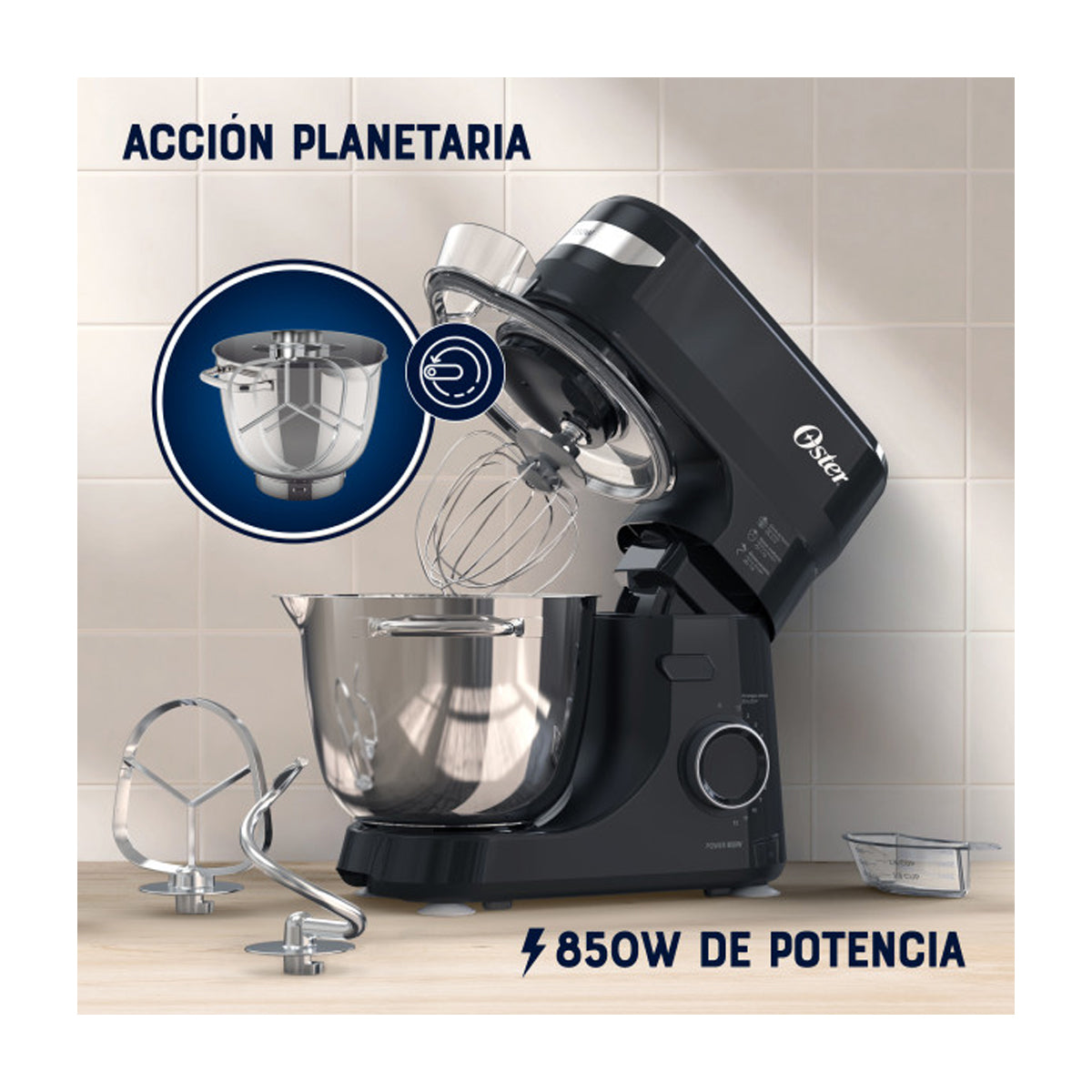 Oster FPSTSMPL2B Batidora de Pedestal de 12 Velocidades | 4L | 850W |  Negro