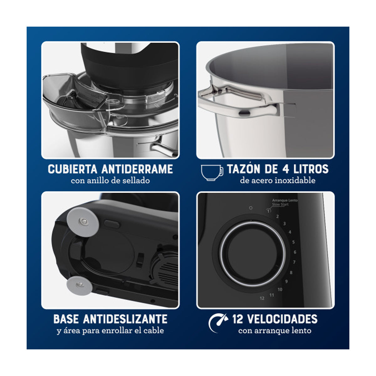 Oster FPSTSMPL2B Batidora de Pedestal de 12 Velocidades | 4L | 850W |  Negro