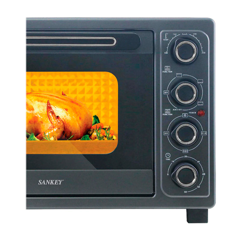 Sankey Horno Eléctrico de 38L | Freidora de Aire | Convección | Temporizador | 1600W | Gris