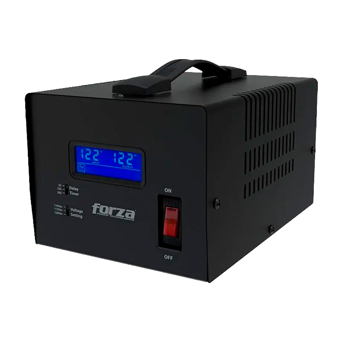 Forza Regulador Automático de Voltaje | Pantalla LCD | Temporizador | 3000VA/1800W | 4 Salidas | 1200J-120V