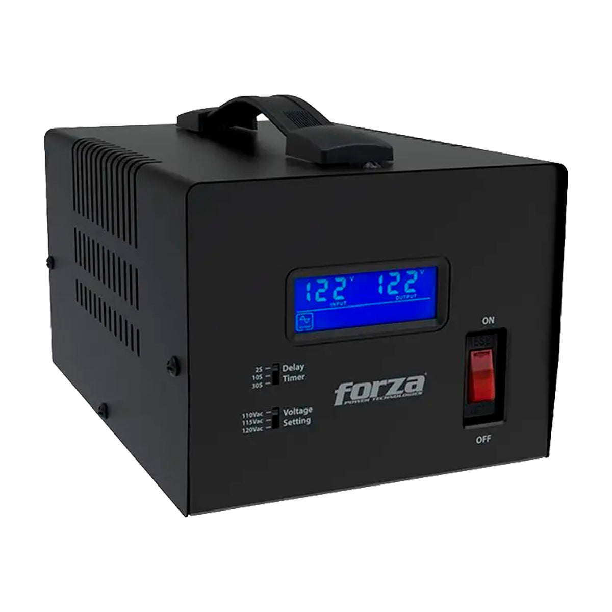 Forza Regulador Automático de Voltaje | Pantalla LCD | Temporizador | 3000VA/1800W | 4 Salidas | 1200J-120V