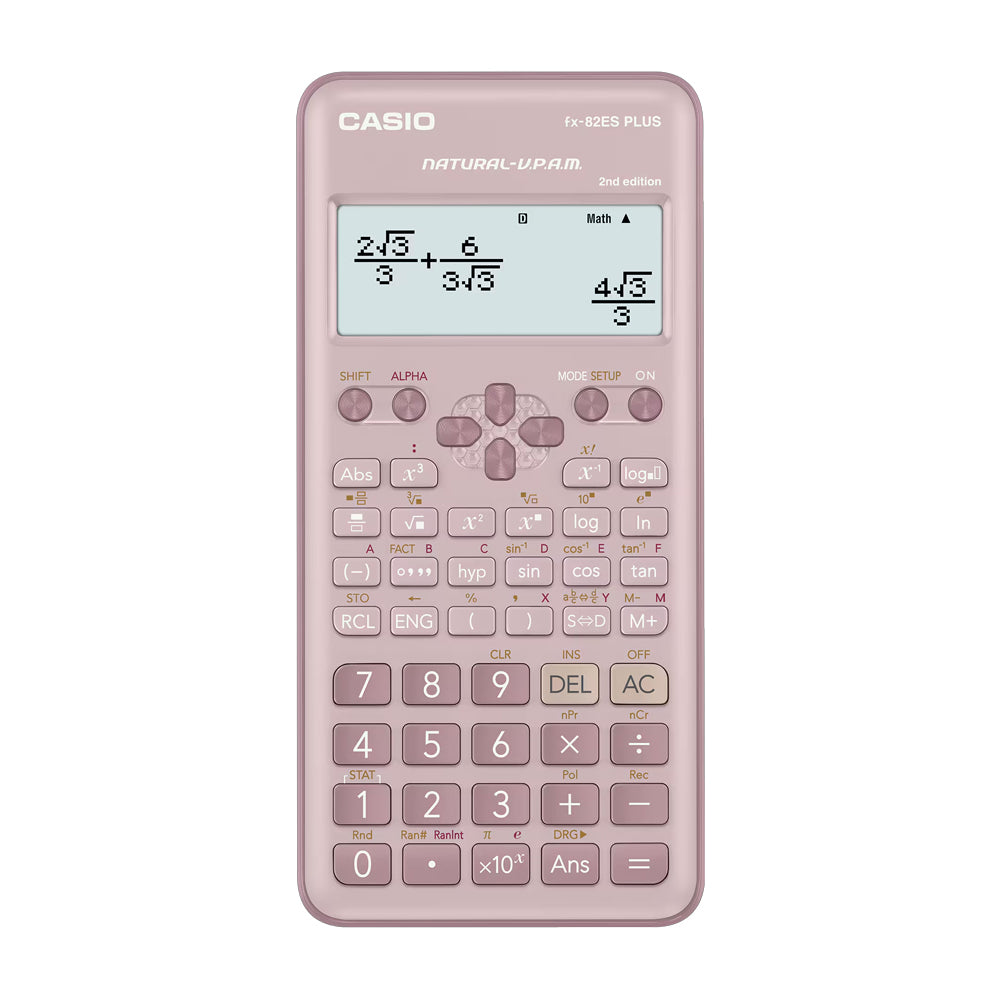 Casio Calculadora Científica de 12 Digitos | 252 Funciones | LCD de Doble Línea | Rosado