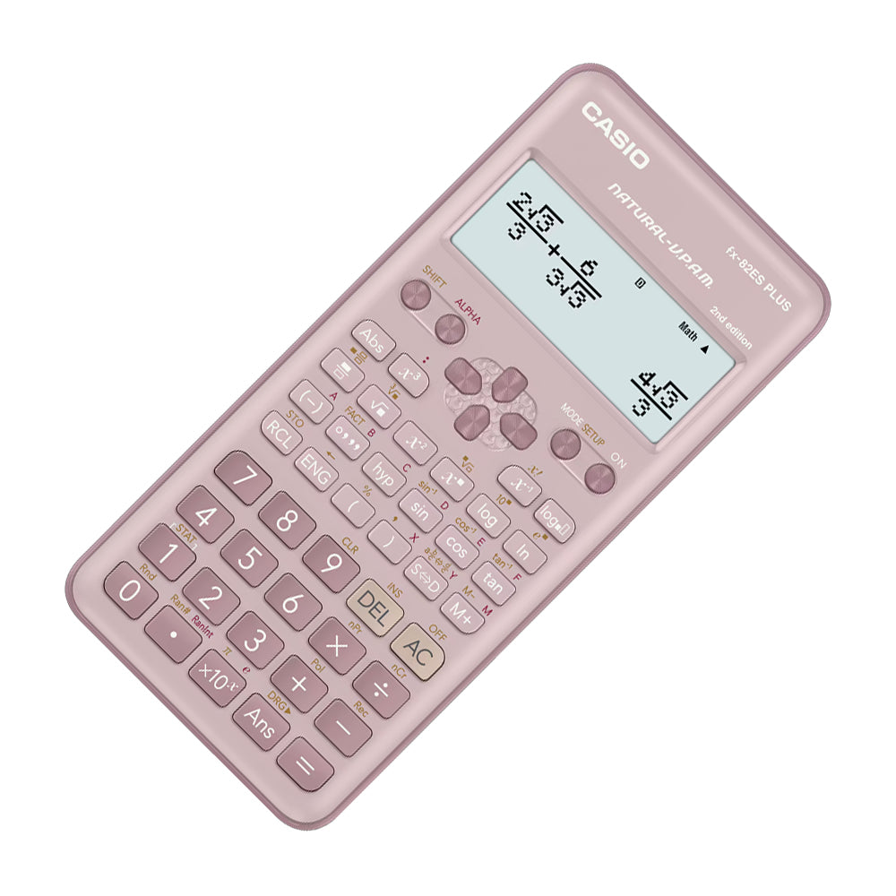 Casio Calculadora Científica de 12 Digitos | 252 Funciones | LCD de Doble Línea | Rosado