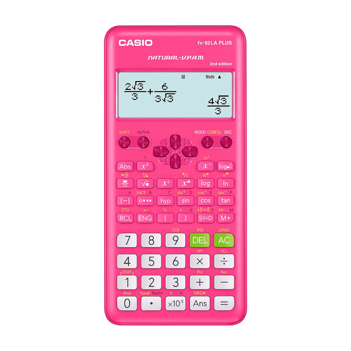 Casio Calculadora Científica de 12 Digitos | 252 Funciones | LCD de Doble Línea | Rosado