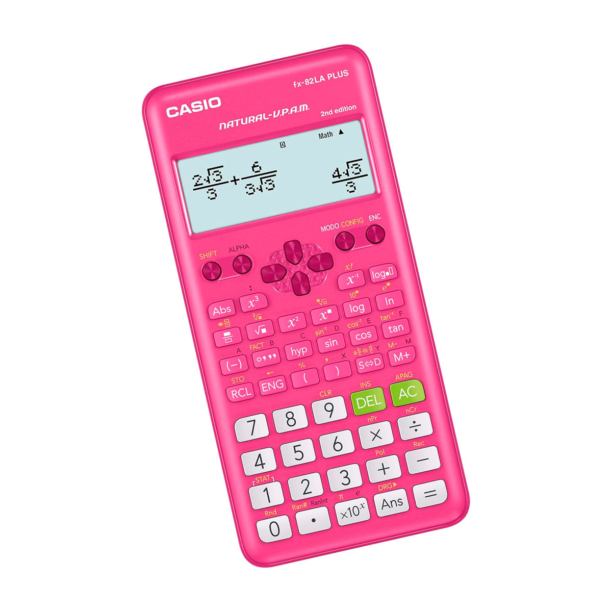 Casio Calculadora Científica de 12 Digitos | 252 Funciones | LCD de Doble Línea | Rosado