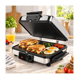 Black & Decker Plancha Sandwichera 3 en 1 | Placas Reversibles | Antiadherentes | Plateado Negro