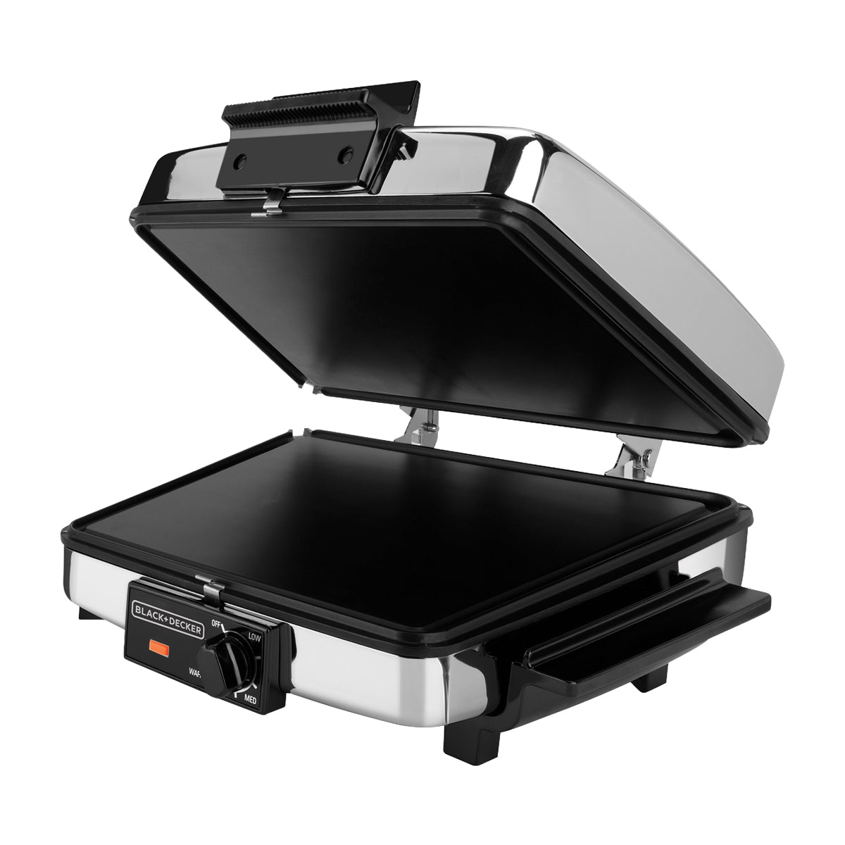 Black & Decker Plancha Sandwichera 3 en 1 | Placas Reversibles | Antiadherentes | Plateado Negro