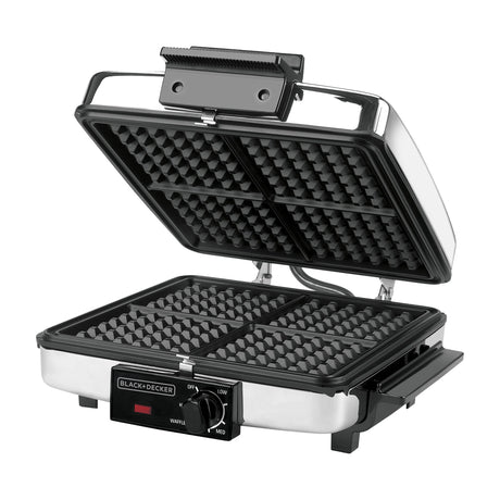 Black & Decker Plancha Sandwichera 3 en 1 | Placas Reversibles | Antiadherentes | Plateado Negro