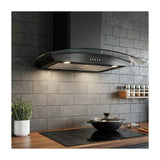 DRIJA Galaxy 76 Black Extractor de Grasa | Tipo Chimenea | 3 Velocidades | 2 Filtros de Carbón | 2 Filtros de Aluminio | 500m3/H | Negro