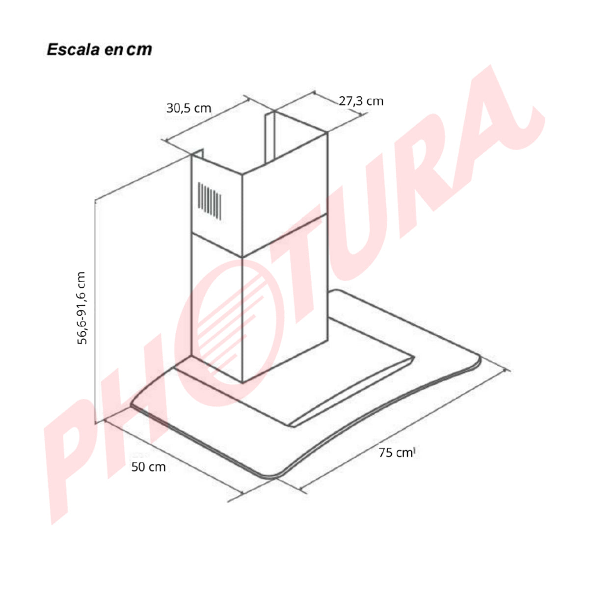 Drija Galaxy 76 Extractor de Grasa | Tipo Chimenea | 3 Velocidades | 2 Filtros de Carbón | 2 Filtros de Aluminio | 500m3/H