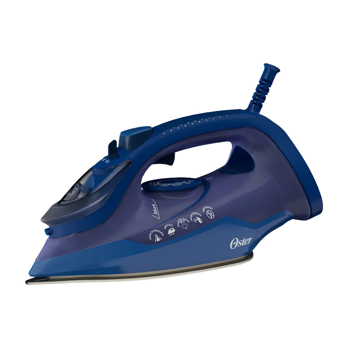 Oster GCSTAC7202 Plancha de Ropa a Vapor | 25% Mas Cobertura | Punta de Precision | Aero Ceramic | Sistema Anti-Calcificación | Azul