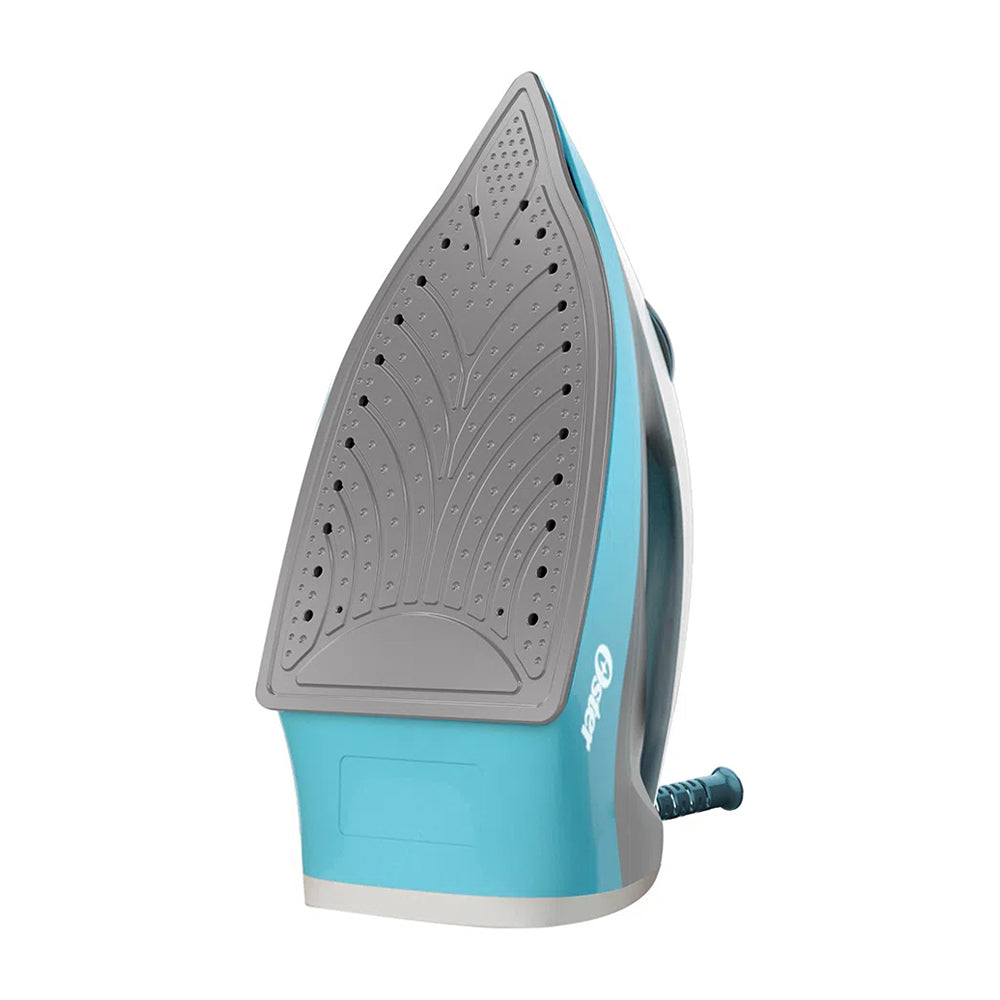 Oster GCSTBS6004 Plancha de Ropa a Vapor | 30% Mas Cobertura | Punta de Precisión | Antiadherente | Sistema Anti-Calcificación | Celeste Blanco