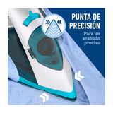 Oster GCSTBS6004 Plancha de Ropa a Vapor | 30% Mas Cobertura | Punta de Precisión | Antiadherente | Sistema Anti-Calcificación | Celeste Blanco