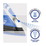 Oster Plancha de Ropa a Vapor | Cerámica | Cable Retráctil | Cable XL | Sistema Anti-Calcáreo | Azul/Negro