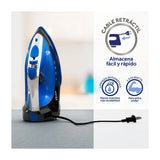 Oster Plancha de Ropa a Vapor | Cerámica | Cable Retráctil | Cable XL | Sistema Anti-Calcáreo | Azul/Negro