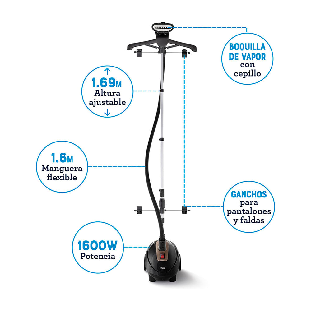 Oster GCSTGS7000 Vaporizador de Prendas de Pedestal | 360° | 1.5L | Negro