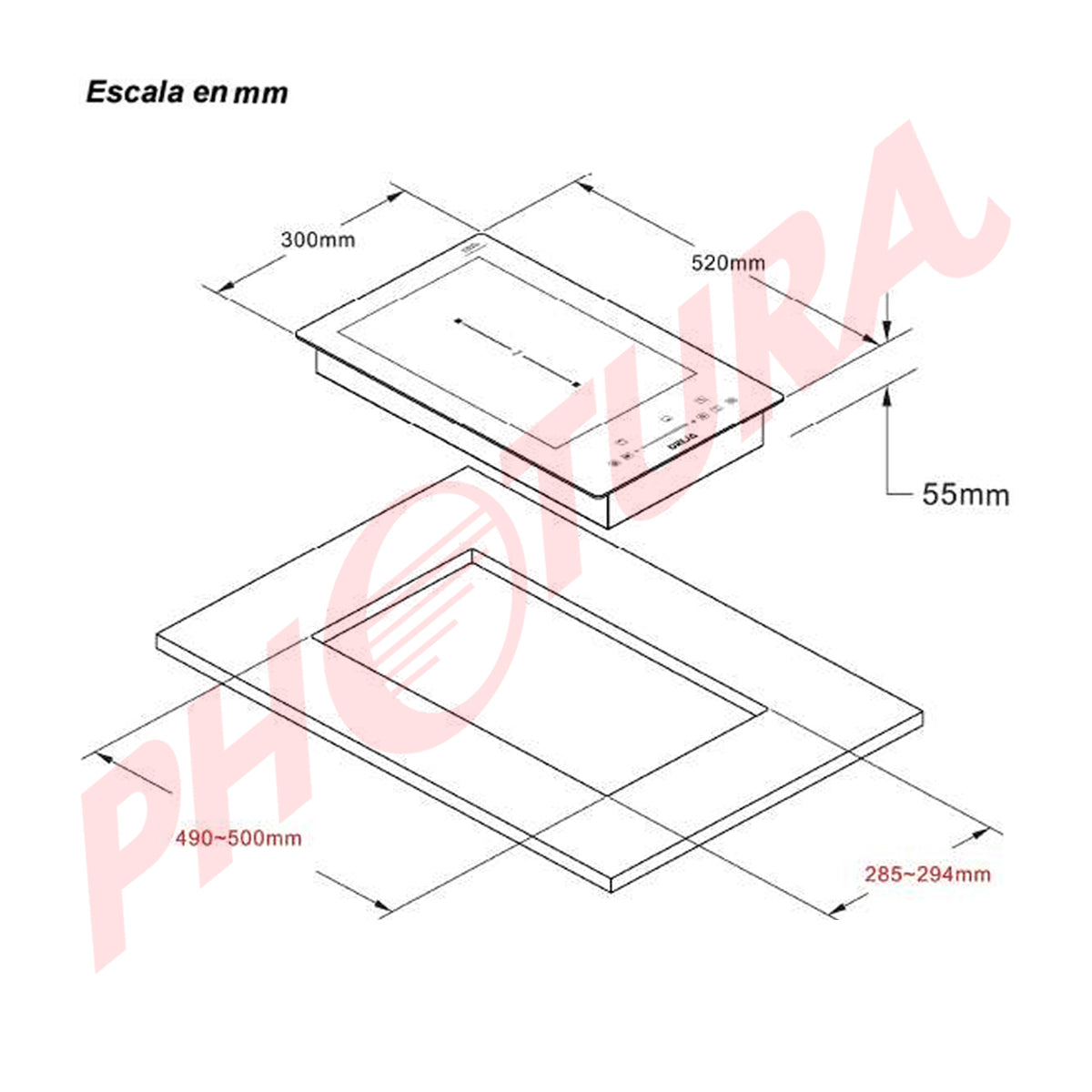 Drija Germany 30 Black Inducción Estufa Empotrable Eléctrica de Vitrocerámica | 2 Quemadores | Control Táctil