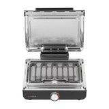 Ninja Sizzle Parrilla Eléctrica 2-en-1 para Interiores | Low Smoke Grill | Antiadherente | Placas Intercambiables | 1450W | Gris