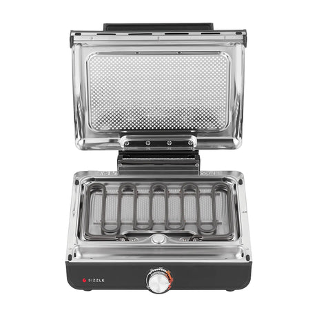 Ninja Sizzle Parrilla Eléctrica 2-en-1 para Interiores | Low Smoke Grill | Antiadherente | Placas Intercambiables | 1450W | Gris