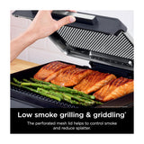 Ninja Sizzle Parrilla Eléctrica 2-en-1 para Interiores | Low Smoke Grill | Antiadherente | Placas Intercambiables | 1450W | Gris