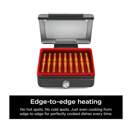 Ninja Sizzle Parrilla Eléctrica 2-en-1 para Interiores | Low Smoke Grill | Antiadherente | Placas Intercambiables | 1450W | Gris