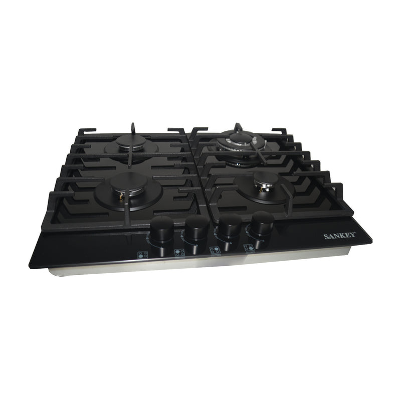 Sankey Estufa Empotrable a Gas de Vidrio Templado | 58cm | 4 Quemadores | Encendido por Pulso