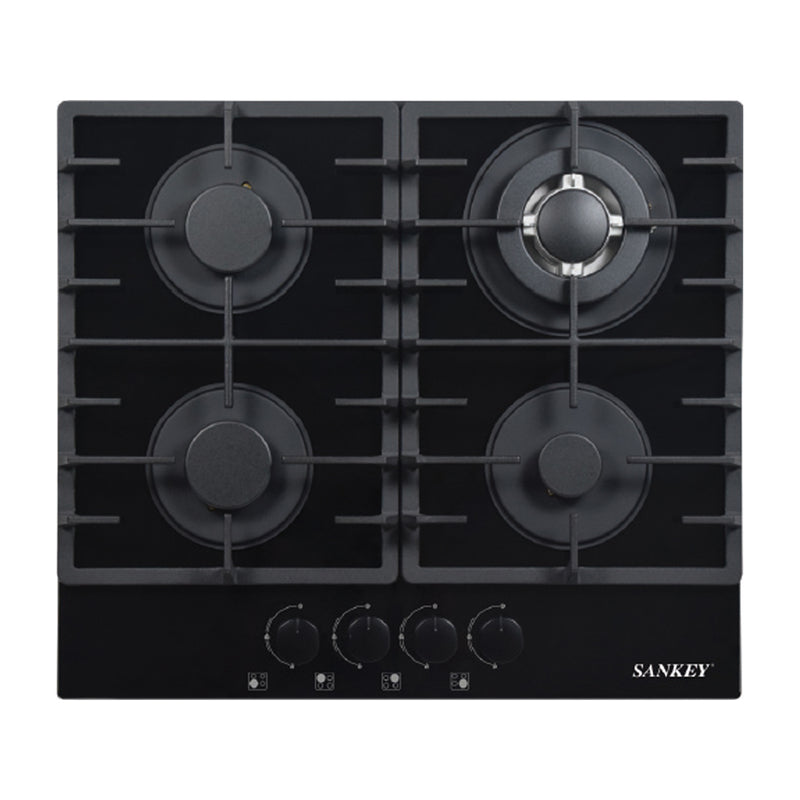 Sankey Estufa Empotrable a Gas de Vidrio Templado | 58cm | 4 Quemadores | Encendido por Pulso