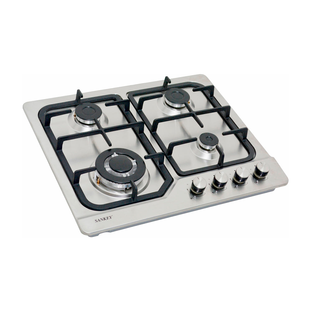 Sankey Estufa Empotrable a Gas de Acero Inoxidable | 60cm | 4 Quemadores | Encendido por Pulso