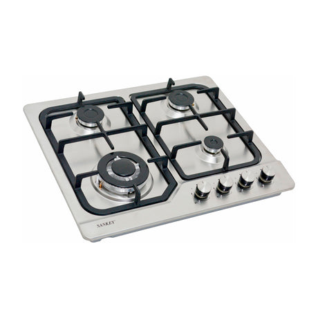 Sankey Estufa Empotrable a Gas de Acero Inoxidable | 60cm | 4 Quemadores | Encendido por Pulso