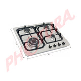 Sankey Estufa Empotrable a Gas de Acero Inoxidable | 60cm | 4 Quemadores | Encendido por Pulso