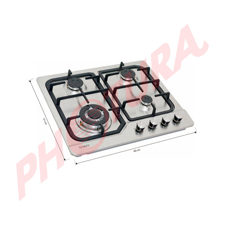 Sankey Estufa Empotrable a Gas de Acero Inoxidable | 60cm | 4 Quemadores | Encendido por Pulso