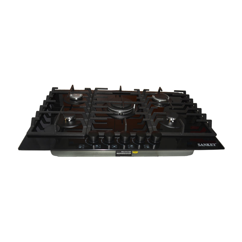 Sankey Estufa Empotrable a Gas de Vidrio Templado | 75cm | 5 Quemadores | Encendido por Pulso