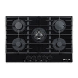 Sankey Estufa Empotrable a Gas de Vidrio Templado | 75cm | 5 Quemadores | Encendido por Pulso