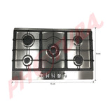 Sankey Estufa Empotrable a Gas de Acero Inoxidable | 75cm | 5 Quemadores | Encendido por Pulso