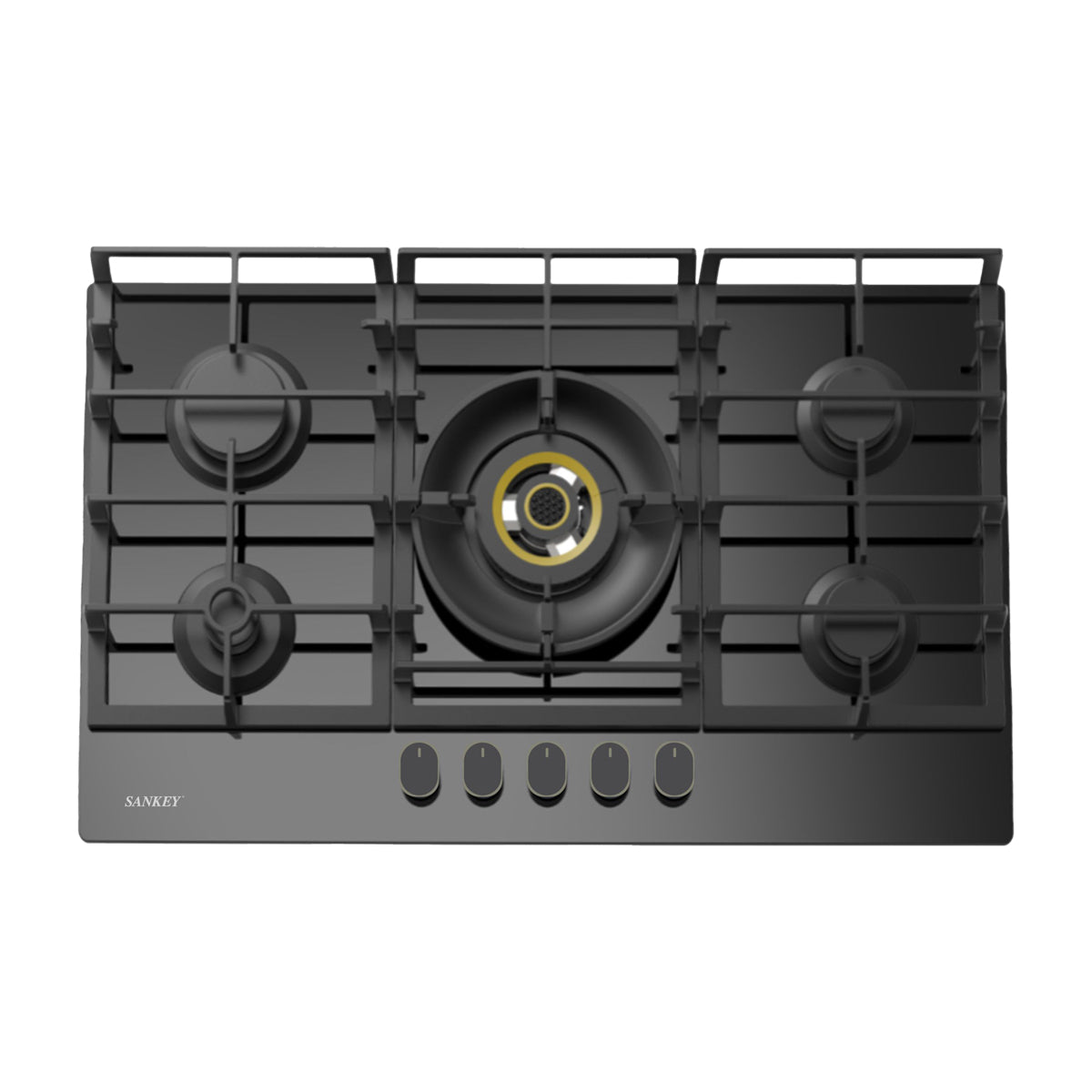 Sankey Estufa Empotrable a Gas de Vidrio Templado | 75cm | 5 Quemadores | Encendido por Pulso