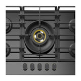 Sankey Estufa Empotrable a Gas de Vidrio Templado | 75cm | 5 Quemadores | Encendido por Pulso