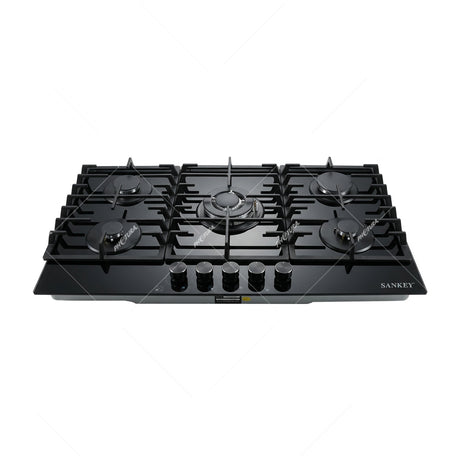 Sankey Estufa Empotrable a Gas de Vidrio Templado | 87cm | 5 Quemadores | Encendido por Pulso