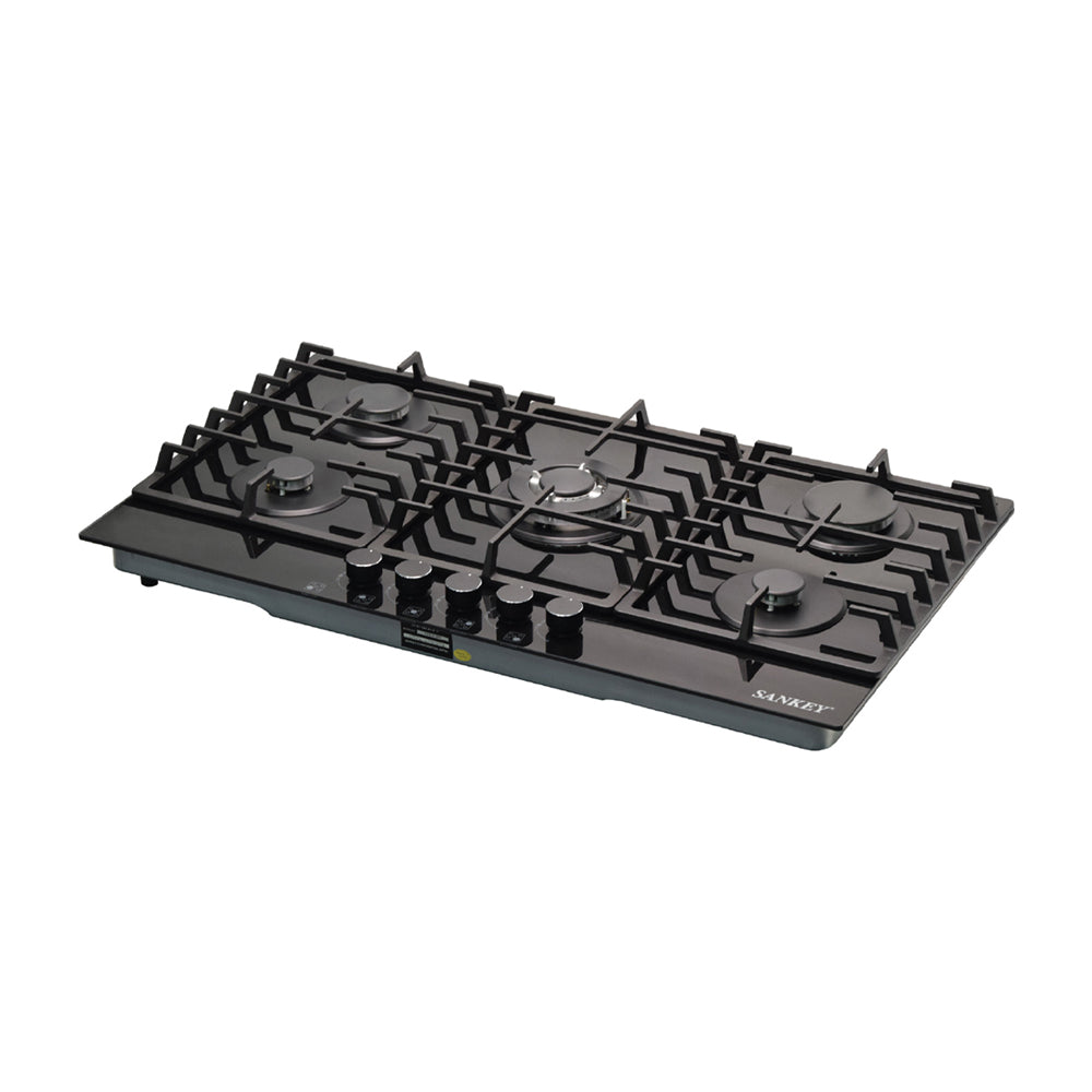 Sankey Estufa Empotrable a Gas de Vidrio Templado | 87cm | 5 Quemadores | Encendido por Pulso