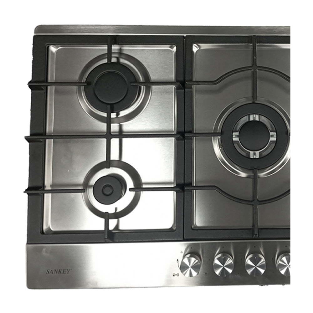 Sankey Estufa Empotrable a Gas de Acero Inoxidable | 86cm | 5 Quemadores | Encendido por Pulso