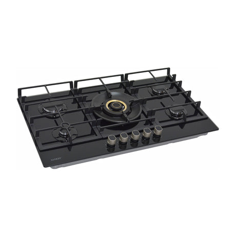 Sankey Estufa Empotrable a Gas de Vidrio Templado | 90cm | 5 Quemadores | Encendido por Pulso