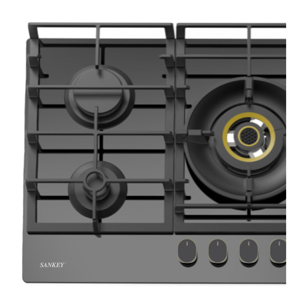 Sankey Estufa Empotrable a Gas de Vidrio Templado | 90cm | 5 Quemadores | Encendido por Pulso