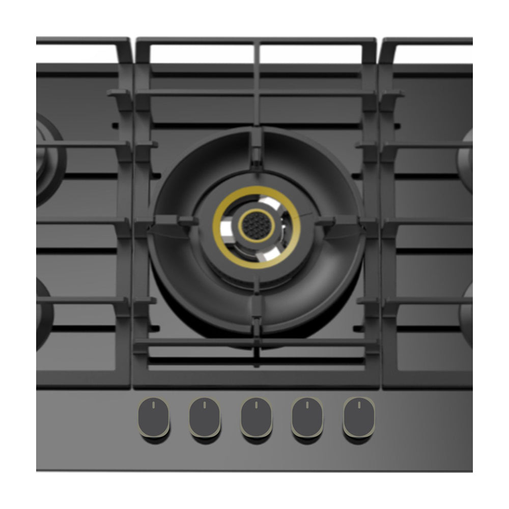 Sankey Estufa Empotrable a Gas de Vidrio Templado | 90cm | 5 Quemadores | Encendido por Pulso